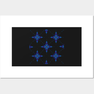 Starry mandala repeat pattern Posters and Art